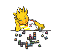 Holli spielt ein Gesellschaftsspiel