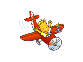 Holli fliegt in einem Propeller-Flugzeug