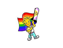 Holli Pride Holli mit Pride-Fahne