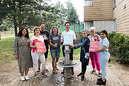 Wasserbrunnen Wasserbrunnen im Karl-Wrba-Hof ist mit der Kinder- und Jugendmillion umgesetzt.