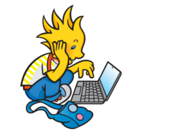 Holli schreibt am Laptop