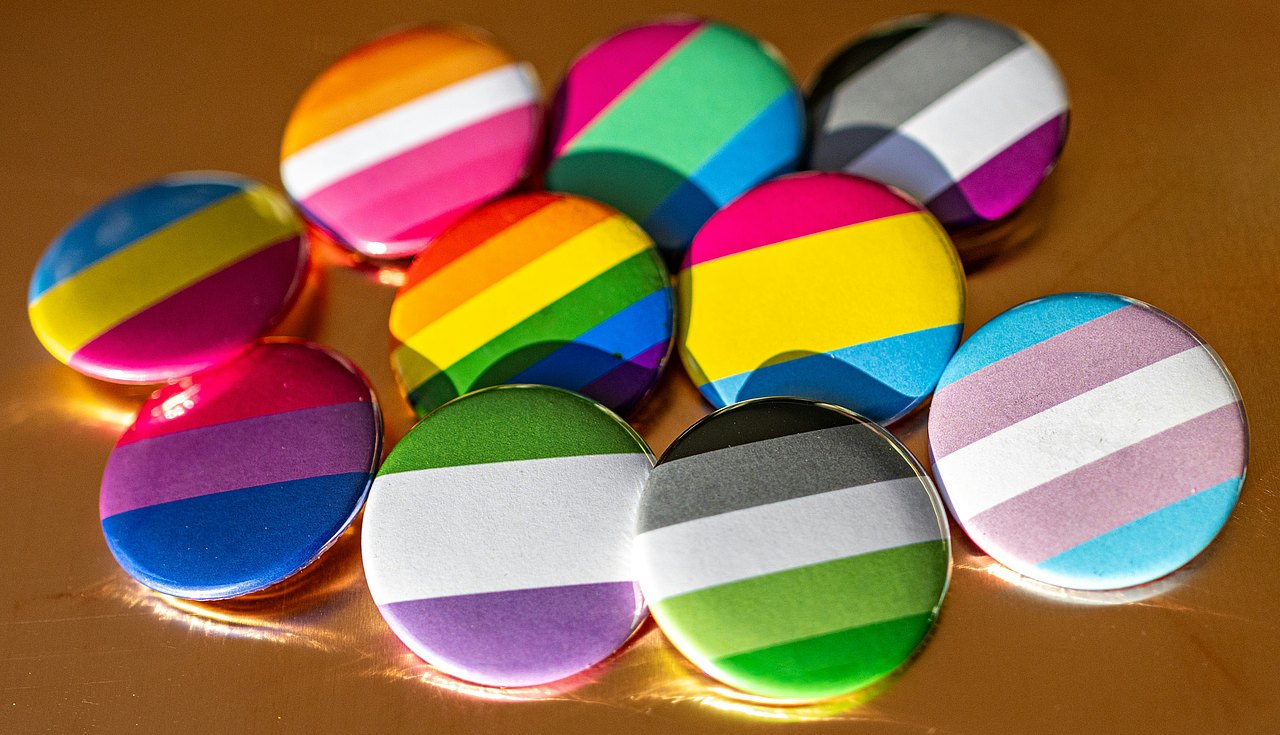 Queer_Buttons Unterschiedliche Buttons mit vielen verschiedenen Pride-Flaggen