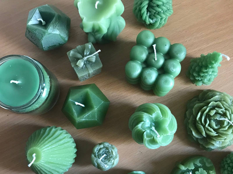 grüne Kerzen Kerzenreste recyceln
